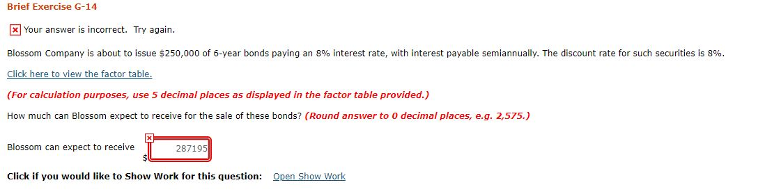  Brief Exercise G-14 x Your answer is incorrect. Try again. Blossom