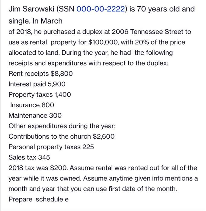  fill out schdule E answer line 18 & 21 & 22