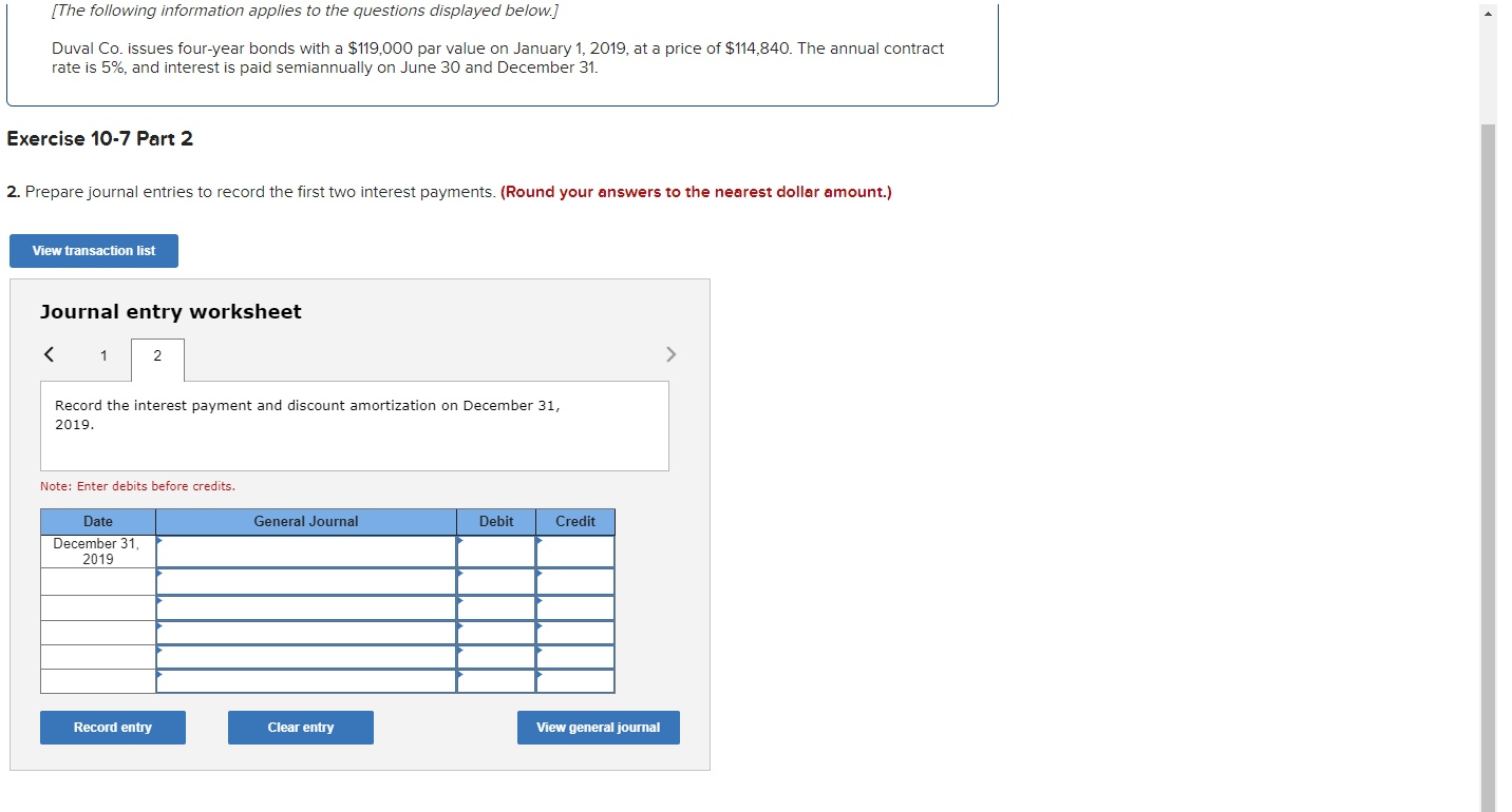 Duval Co. issues four-year bonds with a $119,000 par value on January