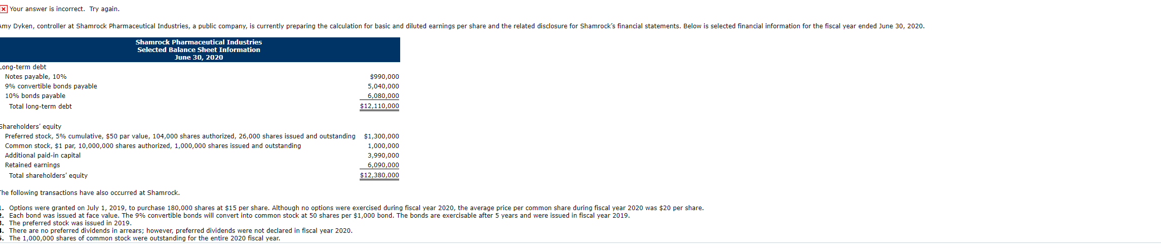  * Your answer is incorrect. Try again. Amy Dyken, controller at