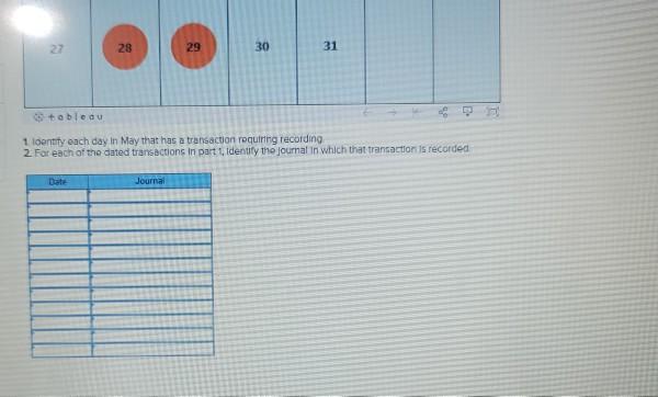 in special Journals for its first month of operations. It uses a