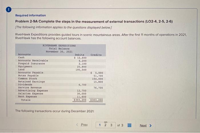  ! Required information Problem 2-9A Complete the steps in the measurement