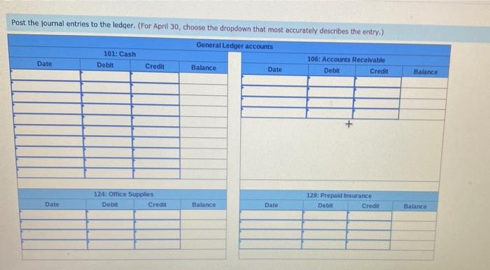 cash for minor repairs to computer equipment April 30 The company paid