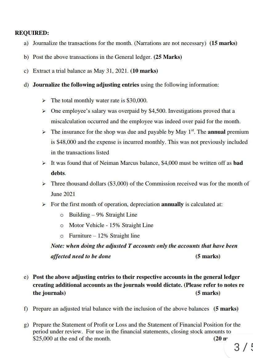 Samuels, a sole trader, owns a retail shop in Brownie Town that