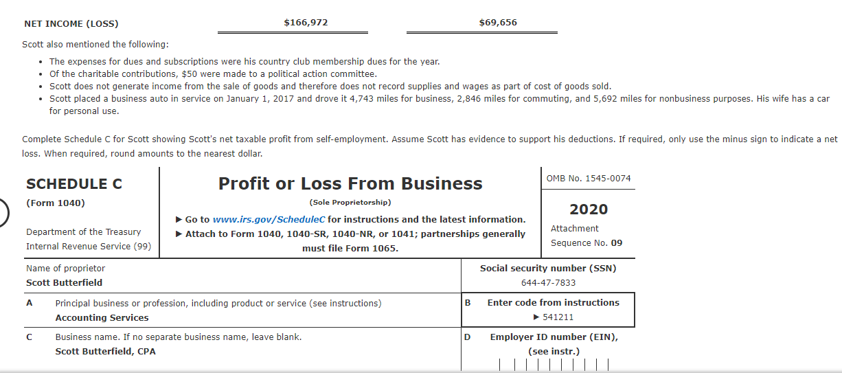 accounting, and his Social Security number is 644-47-7833. His principal business code
