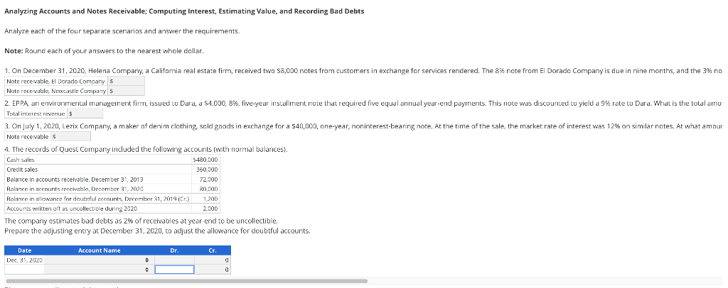 Analyzing Accounts and Notes Receivable; Computing Interest, Estimating Value, and Recording