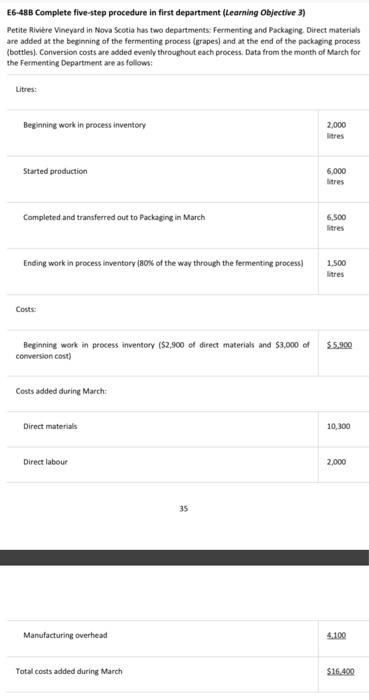  E6-48B Complete five-step procedure in first department (Learning Objective 3) Petite