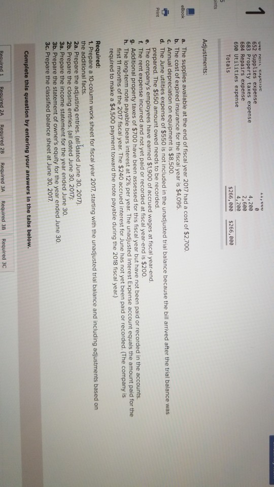 financial statements LO C3, P1, P2 The following unadjusted trial balance is