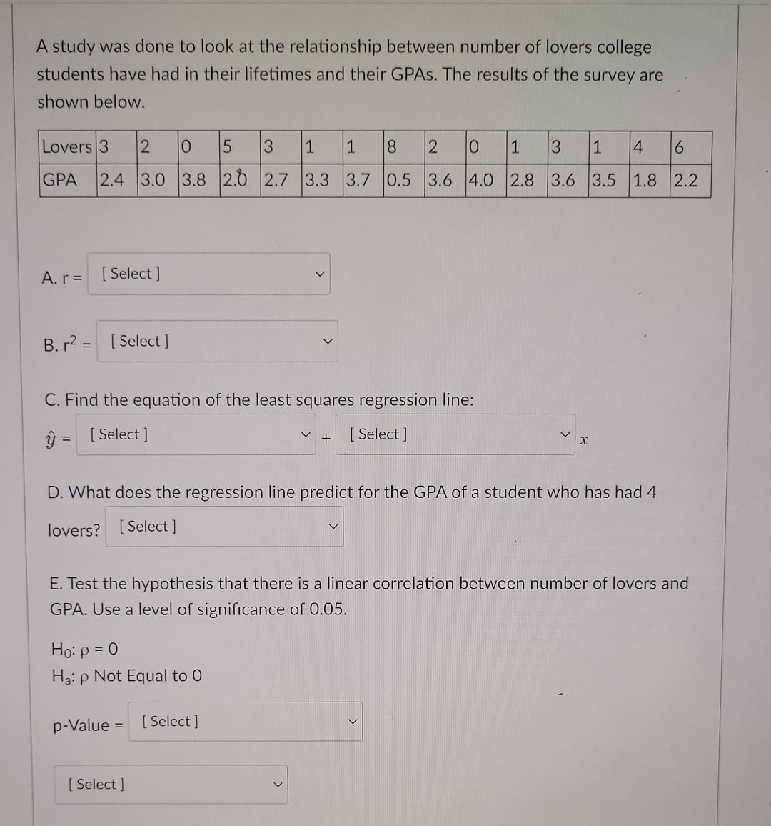 A study was done to look at the relationship between number