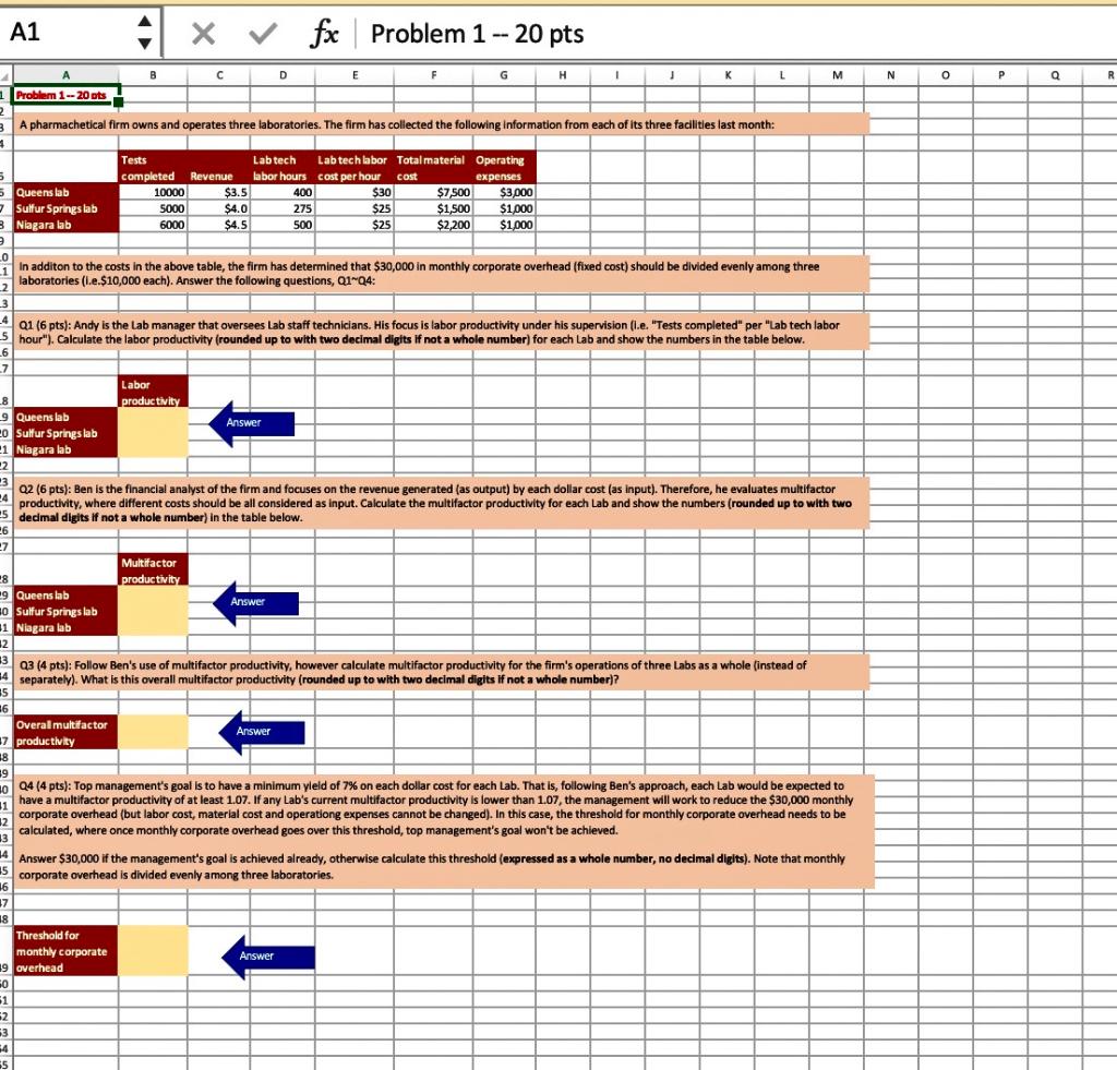  A1 A x fx fx Problem 1 -- 20 pts A