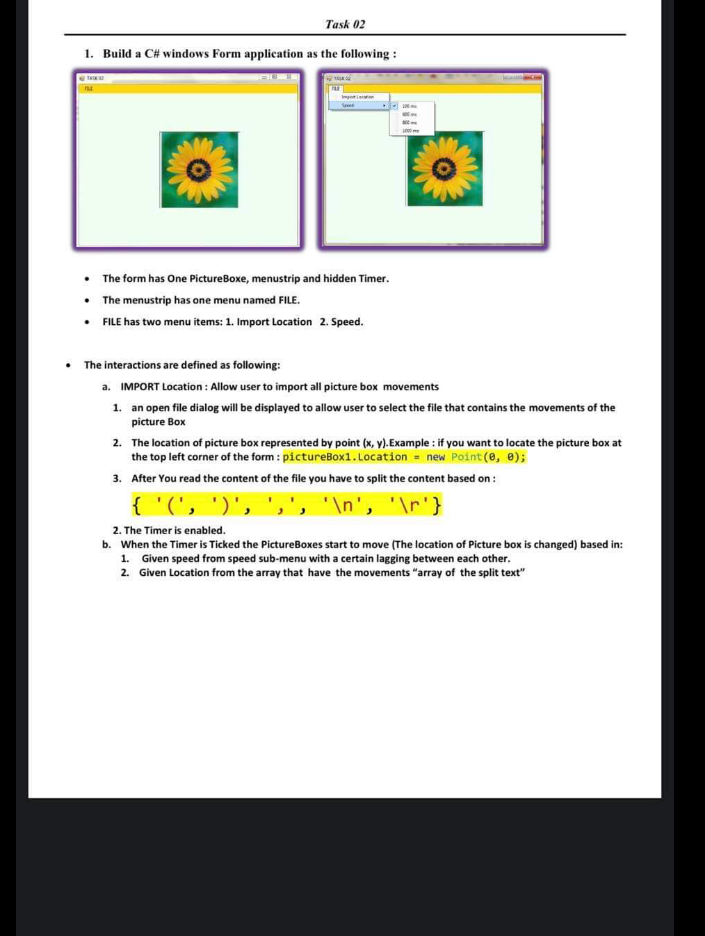  Task 02 1. Build a C# windows Form application as the
