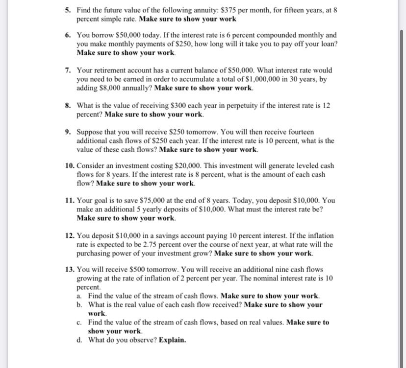only need help on problems 6, 8, 10, 12 thank you 5.