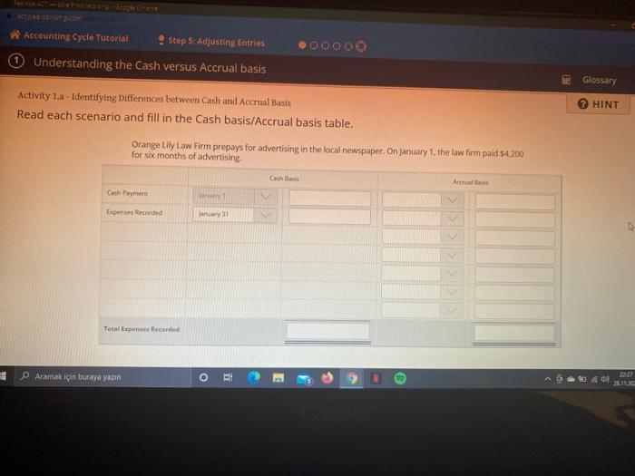  Accounting Cycle Tutorial Step 5: Adjusting Entries 00000 Understanding the Cash