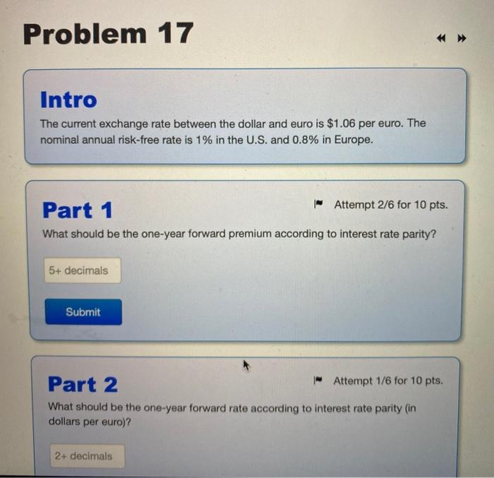  Problem 17 * >> Intro The current exchange rate between the