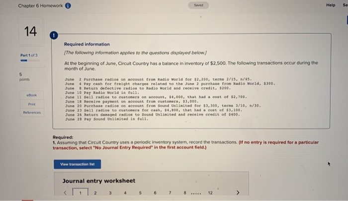  Chapter 6 Homework Saved Help Sa 14 0 Part 1 of