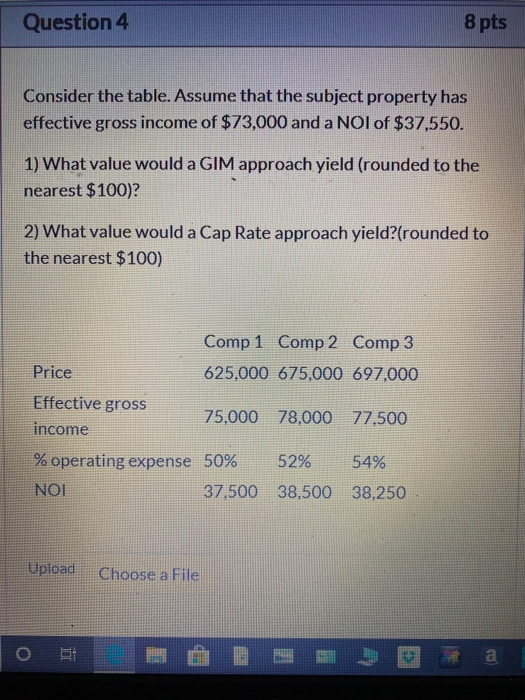 Question 4 8 pts Consider the table. Assume that the subject