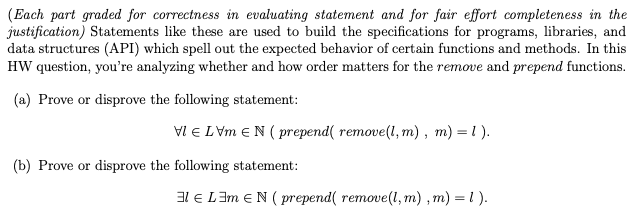  ------------ Definitions -------------- (Each part graded for correctness in evaluating statement