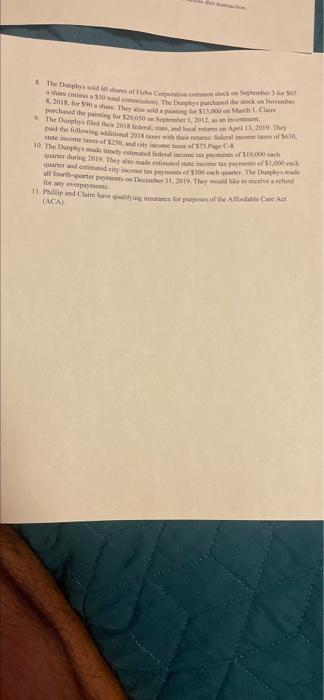 federal income tax return. If any information is missing, use reasonable assumptions