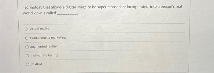  Technology that allows a digital image to be superimposed, or incorporated,