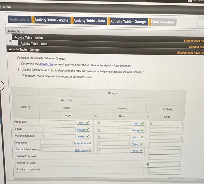 process. Senior management has asked the controller to conduct an activity based