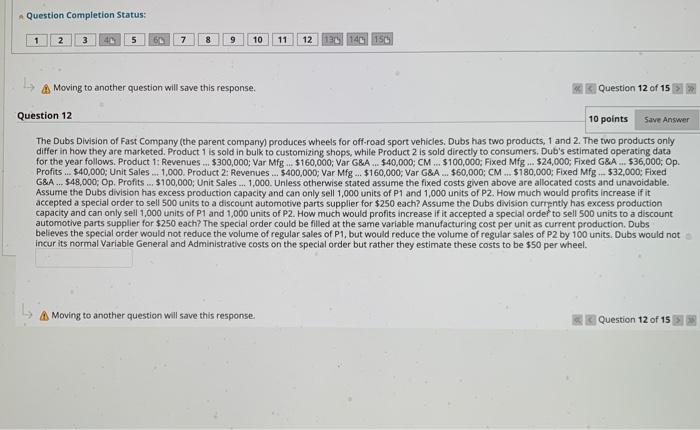  Question Completion Status: 5 7 8 9 10 11 12 139