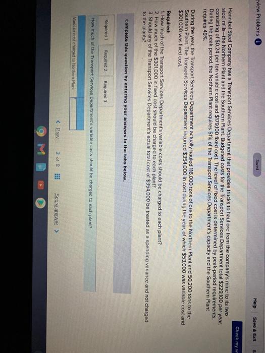  view Problems Seved Help Save & Exit 5 Check my w