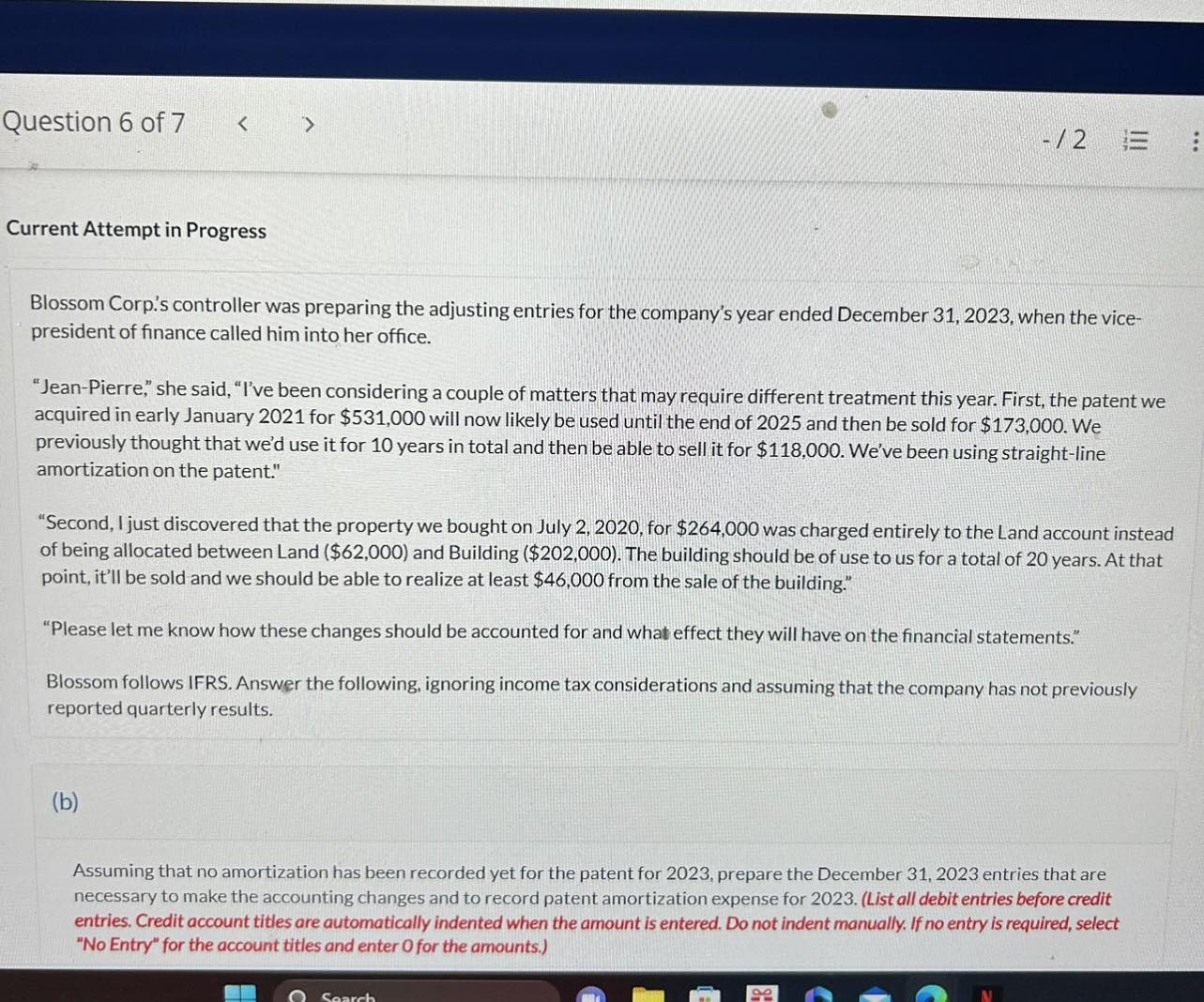 Blossom Corp.'s controller was preparing the adjusting entries for the company's