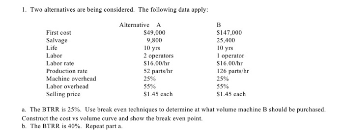  nothing is missing 1. Two alternatives are being considered. The following