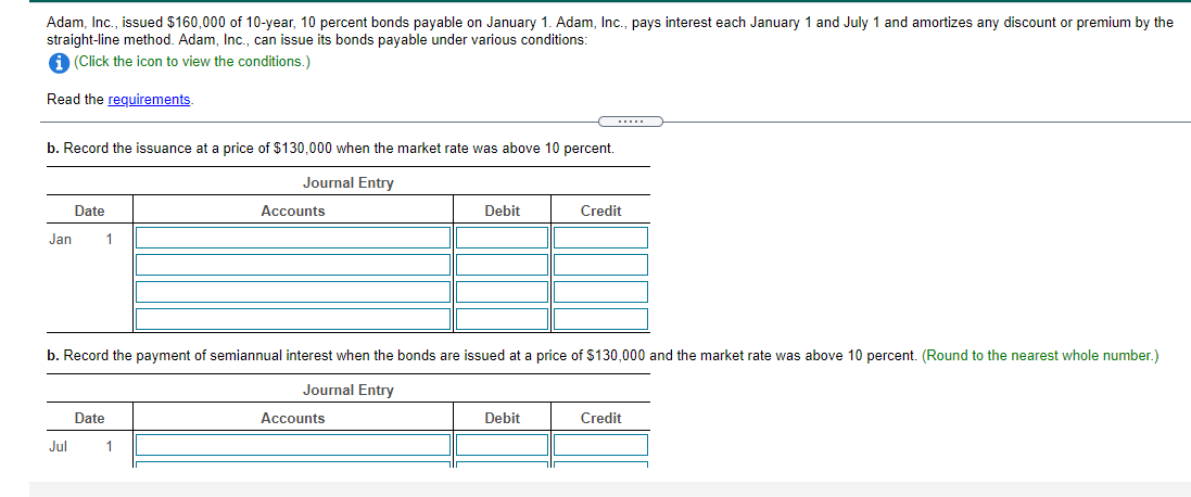 issue its bonds payable under various conditions: (Click the icon to view