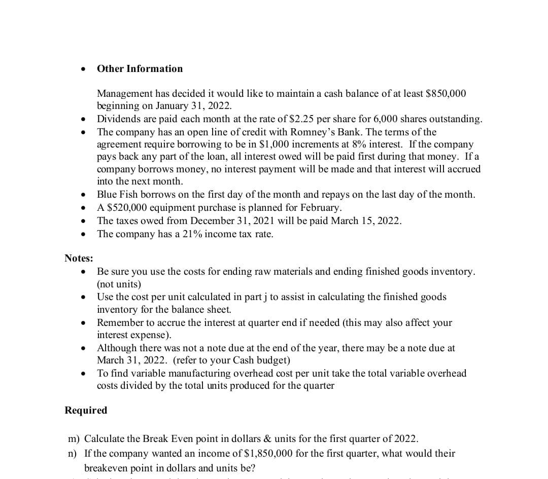 kindly solve part m and n . Other Information . . Management