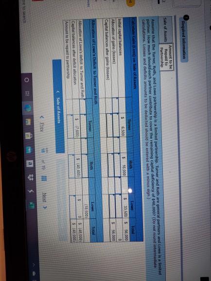 50%). The partners decide to liquidate the partnership Immediately before liquidation, the