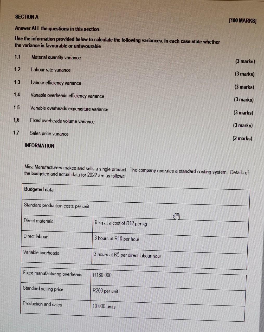  Please urgently answer all questions SECTION A [100 MARKS] Answer ALL