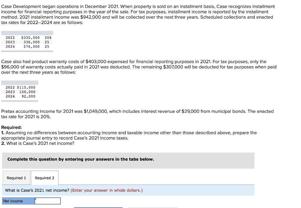  Case Development began operations in December 2021. When property is sold