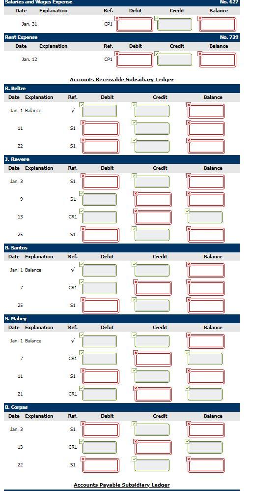 the month of January. Credit sales terms are 2/10, n/30. The cost