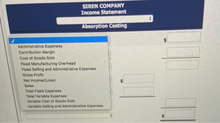 income statement for 2020, and prepare an absorption income statement for 2020,