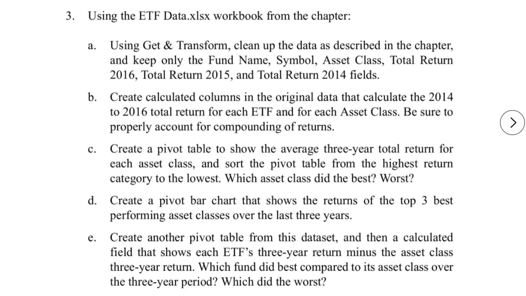  I need help with a through e. 3. Using the ETF