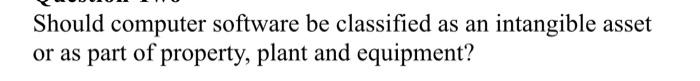 Should computer software be classified as an intangible asset or as part