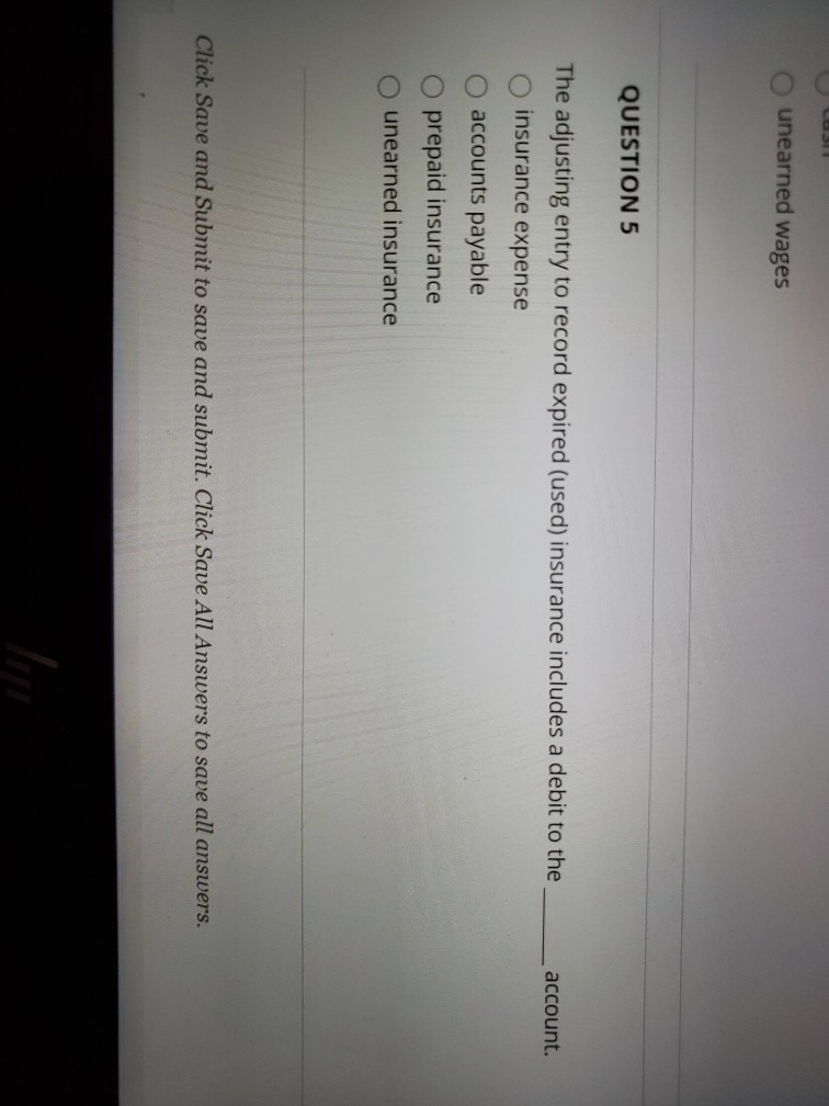 accumulated depreciation equipment QUESTION 2 1 points Save Answer The adjusting entry