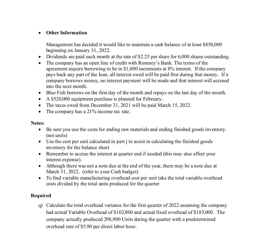 wrong . Blue Fish Curpuration is preparing its budget for the coming