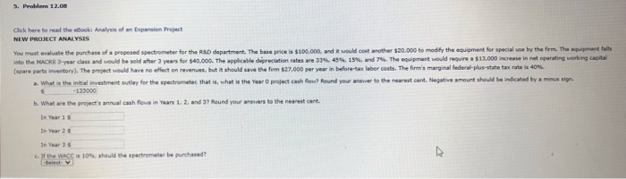  5. Problem 12.08 Click here to read the books Analysis of