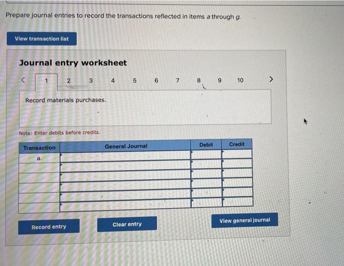 80% of direct materials cost 7. record the competion of Job 201