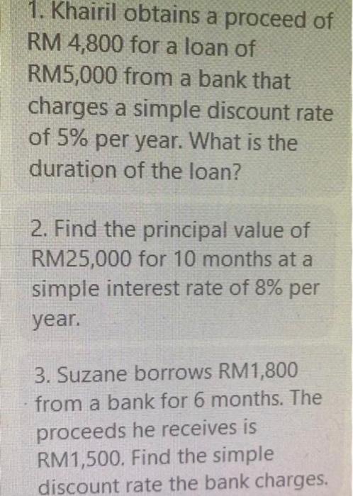 simple interest and simple discount help i dont understand it 1. Khairil