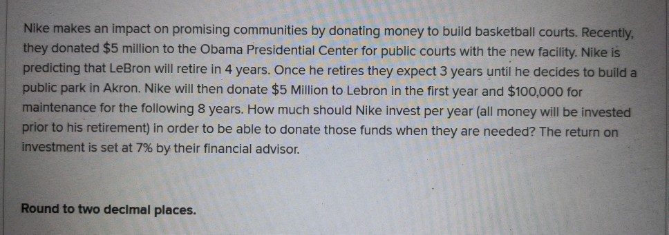  must use excel, please show work and equations Nike makes an