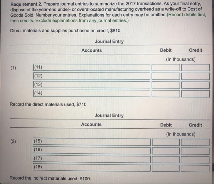 production departments 100 Direct manufacturing labor 1.380 Indirect manufacturing labor incurred by