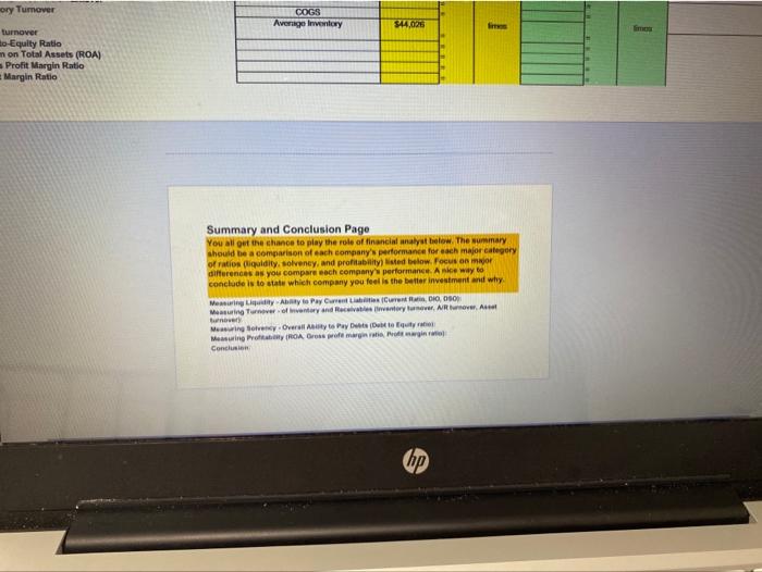 compare the financial ratios listed below and prepare your comments about the
