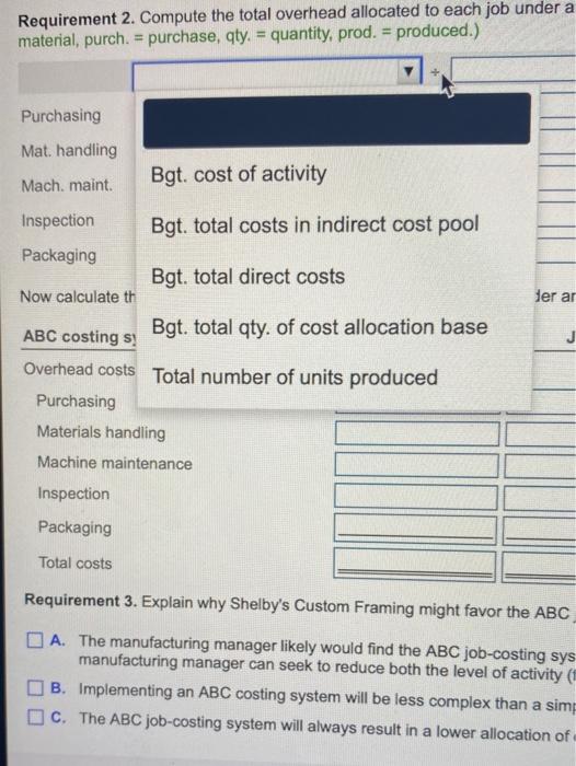 as follows Click the icon to view the cost and driver data.)