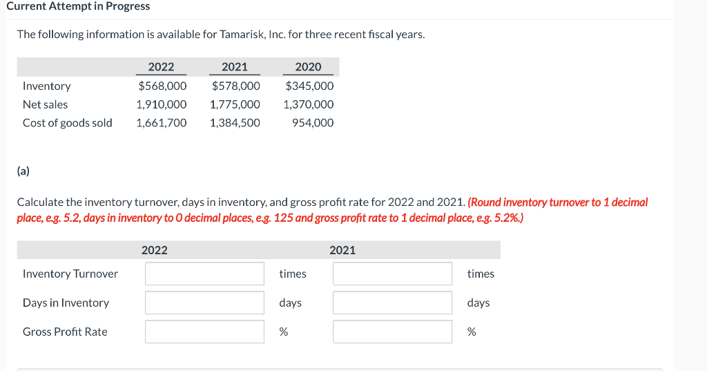  Current Attempt in Progress The following information is available for Tamarisk,