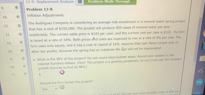  10. 11. 12 13-9: Replacement Analysis Problem Walk-Through Problem 13-8 Inflation