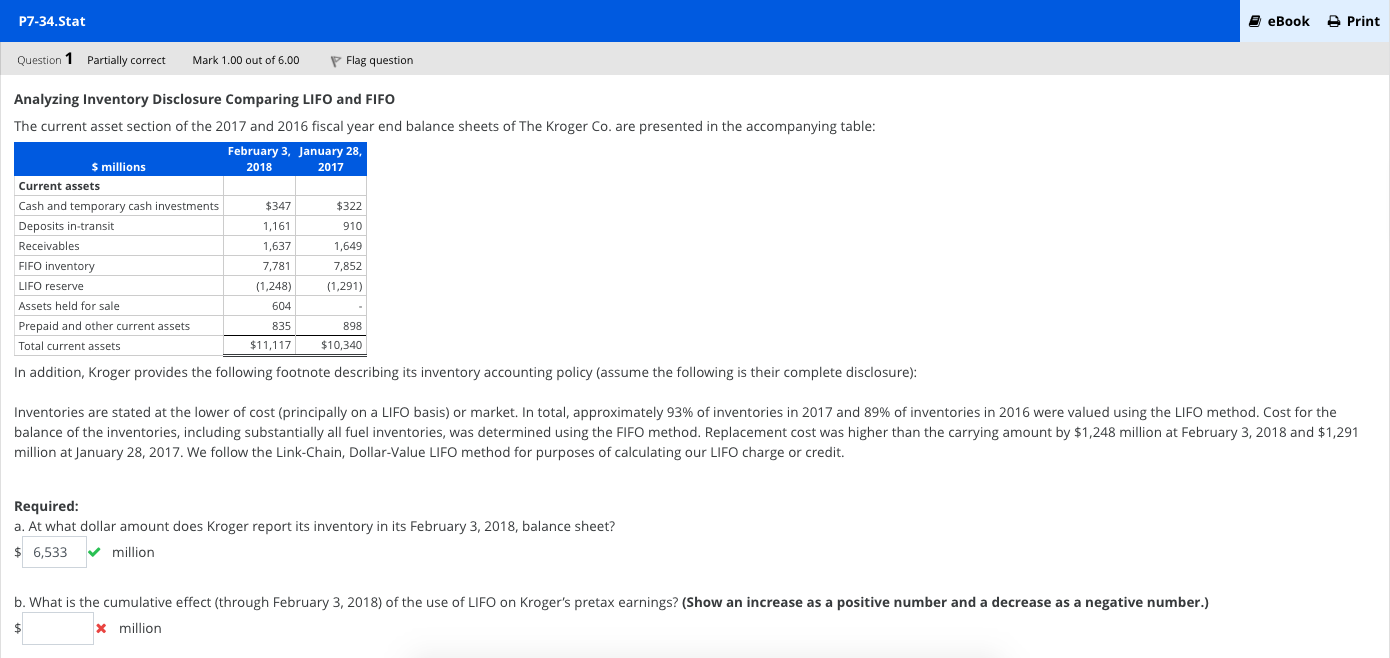 P7-34.Stat eBook Print Question 1 Partially correct Mark 1.00 out of