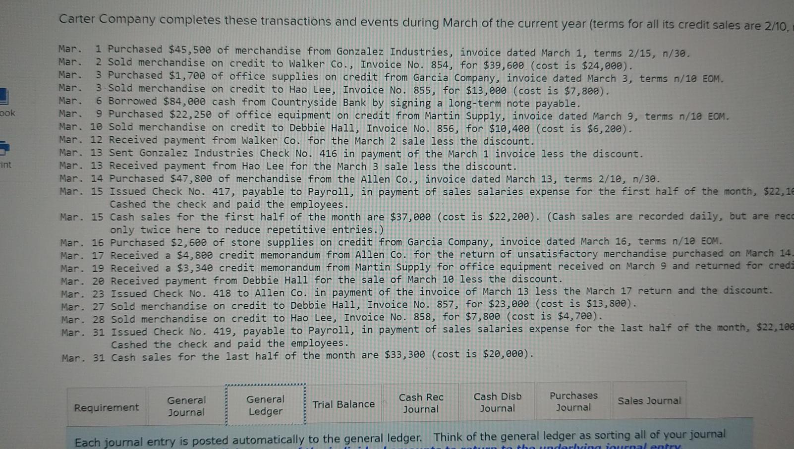 all its credit sales are 2/10, n/30). ok nt Mar. 1 Purchased